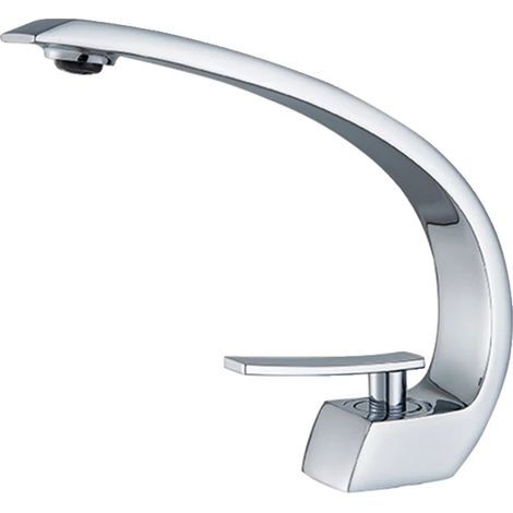 Rubinetto da bagno in ottone, design elegante e contemporaneo, facile da azionare con una sola maniglia. (1/2)