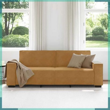 Canapé - 4105037 - 3 places - Velours marron - 220 x 78 x 84 cm (1/5)