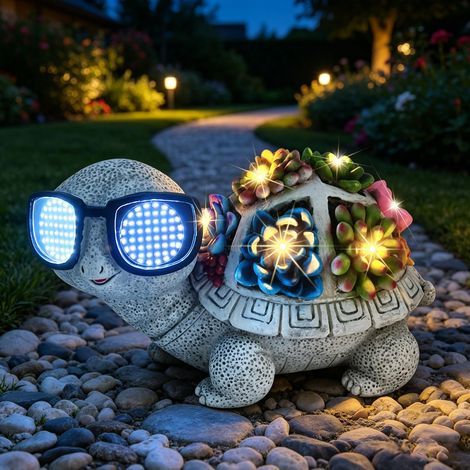 Schildkrötenstatue, Gartendekoration, Solar-LED-Lampen, Außenstatuen, Solar-LED-Schildkröten, Sukkulenten, Harz-Schildkröten, Balkon, Terrasse (1/5)