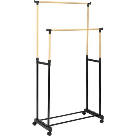 Portant à Vêtements Double en Inox "Woody" 165cm Noir (1/4)