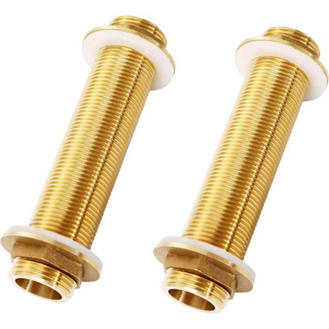 Piece G3/4 brass feedthrough fitting, 12 cm male thread hose fitting, for taps, rain barrels, water tanks, water towers and water pumps (G3/4, 12 cm) (1/5)