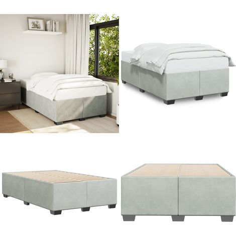 Bettgestell ohne Matratze Hellgrau 120x200 cm Samt - Samtbett - Doppelbett - Boxspringbetten - Bettgestell - Schlafraum Dekoration - Home & Living (1/5)