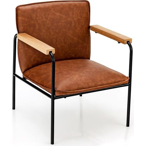 PU Leather Accent Chair Upholstered Armchair With Comfy Backrest & Seat Cushion (1/5)