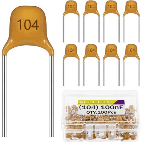100 - Condensateur Céramique - Composant Électronique - Tension 50V - Capacité 100nF - Pour Circuits Imprimés Et Appareils Électroménagers - Multicouche - 0,6x0,4cm (1/4)