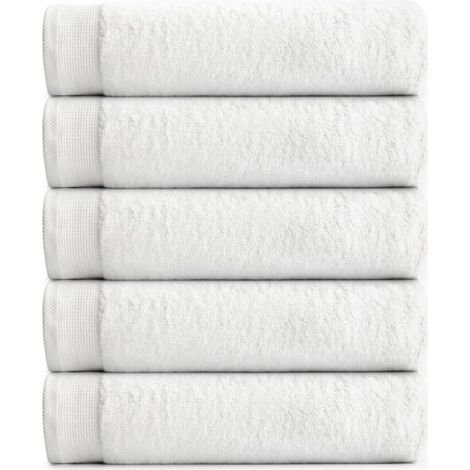 RELAKZ - Serviettes - Lot de 2 - 70 x 140 cm - Blanc - 700 g/m² - Coton - Luxueuses, douces et ultra-absorbantes (1/5)