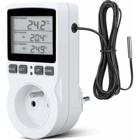 Prise Thermostat, Prise Minuteur Digital, Prise Programmable Digitale avec Sonde, Minuterie Numérique Programmable, Prise Thermostat chauffage pour Serre, Aquarium, (1/5)