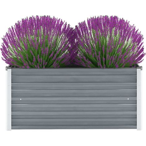 vidaXL Letto Rialzato Giardino in Acciaio Zincato 100x40x45 cm Grigio (1/5)