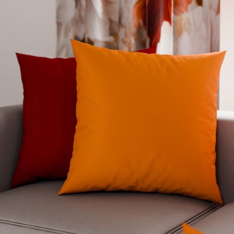 Lot de 2 Taies d'oreiller de Lit 50x30 cm, Housses de Coussin Unies Double Face Orange Rouge, Taie Oreiller 100% Microfibre Hypoallergénique (1/3)