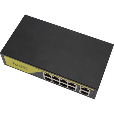 Switch PoE IA, 8 ports PoE et 2 liaisons montantes, haut débit 100 Mbps, alimentation 120 W, boîtier métallique, extension réseau Ethernet jusqu'à 250 m. (1/5)