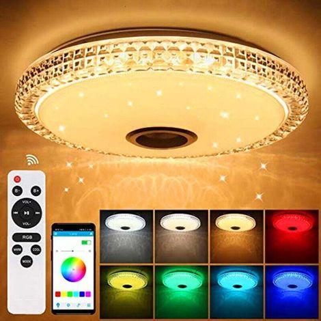 72W LED Crystal Ceiling Light with Bluetooth Speaker, Smart with Remote Control and APP Control, Color Changing, Adjustable for Bedroom, Kitchen, Bathroom, Ø 40cm (1/5)