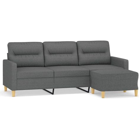 Canapé à 3 places,Sofa pour Salon,Banquette avec repose-pieds Gris foncé 180 cm Tissu CFW555155 (1/5)