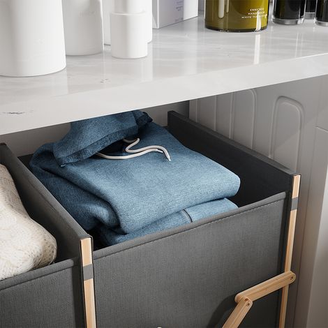 Mueble de baño Bruno, Gris, 80 x 64 cm con 2 compartimentos, Vicco