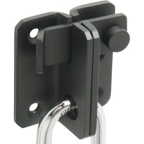 Sliding Door Lock Padlock Hasp Door Lock Buckle Lock Latch Anti-Theft Hook, Stainless Steel Matte Black Finish, EMS3006R-B-FR (1/5)