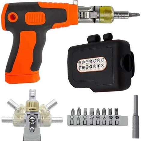 Tournevis à cliquet à angle réglable de 180 degrés, kit de réparation d'outils électroniques et informatiques E (1/5)