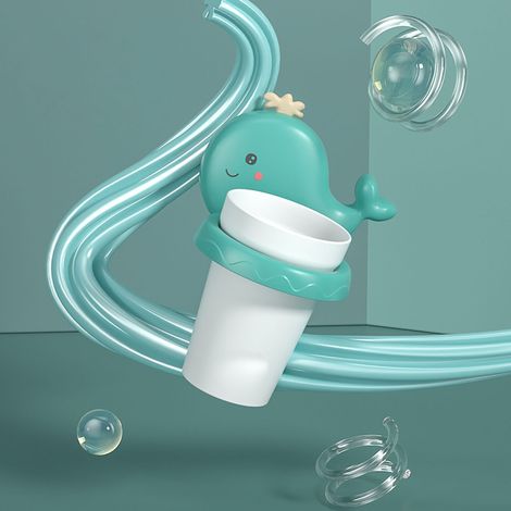 Ensemble porte-gobelet mural pour bain de bouche et brosse à dents, motif baleine verte, pour enfants (1/3)