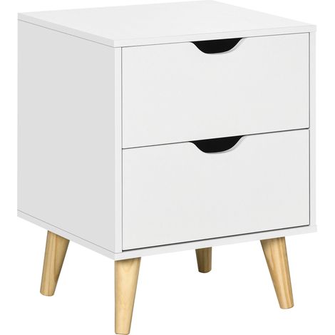 Chevet scandinave 2 tiroirs MAEVA blanc (1/5)