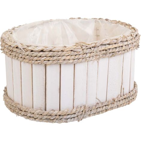 Cesto de madera y cuerda blanco 27x21x14/30 (1/5)