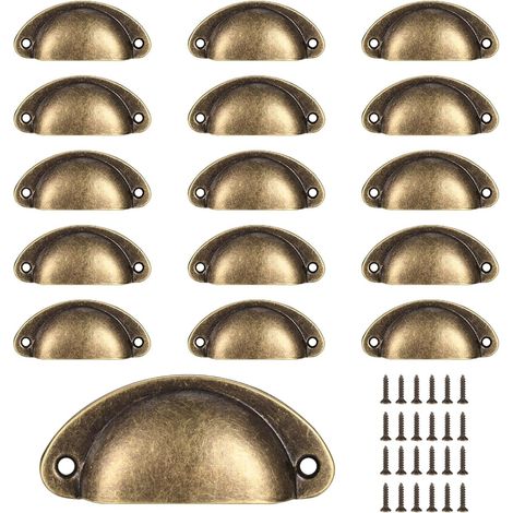 16 Poignées de Tasse Coquille, Poignées de Tirage de Tiroir Vintage, Poignées et Boutons de Porte de Placard de Cuisine Rétro Semi-cercle, Poignées de Porte de Commode de Meuble(bronze) (1/5)