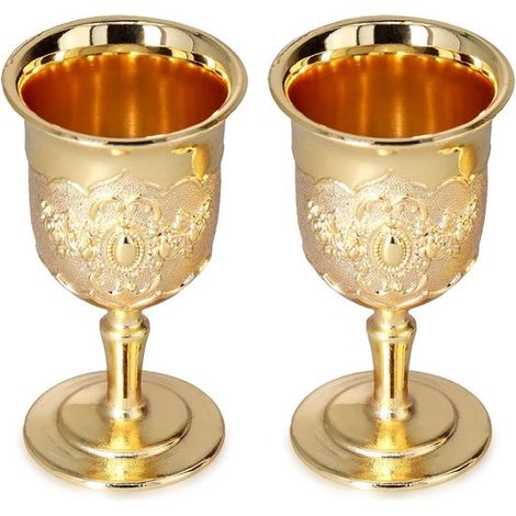 2 Vintage Messingbecher Handgefertigter Königskelch aus Messing Prägebecher für Reisen Dekoration Sammlerstück (1/5)