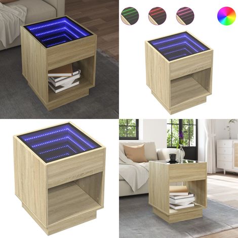 vidaXL Table basse avec LED infini chêne sonoma 40x40x50 cm (1/5)