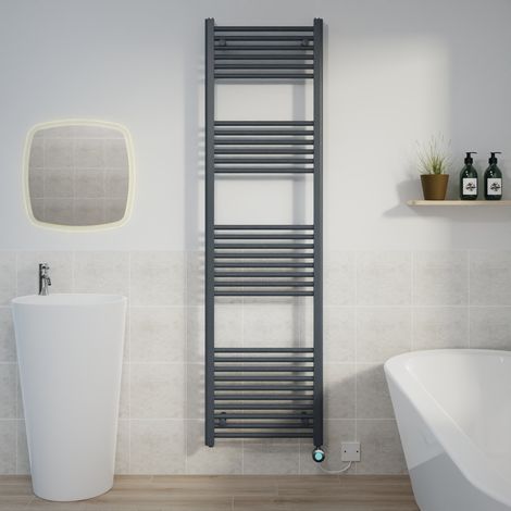 Thermostatic Towel Rail Straight Timer Grey/Chrome 1800x500mm