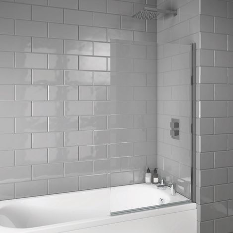 Orbit A6 Square Edge Hinged Bath Screen 1400mm H x 800mm W - 6mm Glass (1/2)