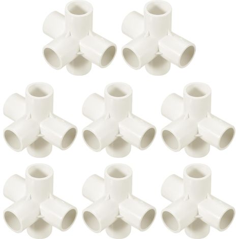 12 Pcs Raccord PVC Blanc 5 Voies 20mm ID Connecteurs PVC Coudes Raccords Tuyauterie en PVC, Connecteurs d'angle pour Meubles PVC pour Structures de Support de Jardin DIY (1/5)