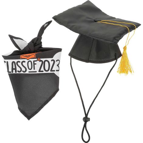 Ensemble de 1 chapeau de remise de diplôme pour chien avec pompon, bandana et bavoir décoratifs pour animaux de compagnie (remise de diplôme 2023).-16.5X7.5CM (1/2)