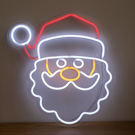35cm Santa Neon-Style Light Up Christmas Decoration with USB Power Cable (1/5)
