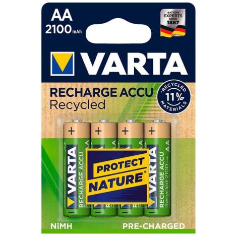 Varta RECH.AC.RECYC.AA2100mAh BLI4 Batteria ricaricabile Stilo (AA) NiMH 2000 mAh 1.2 V 4 pz.
