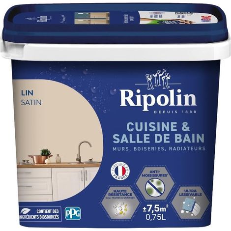 Peinture Intérieure Cuisine et Bain Effet Perlant Satin Lin 0,75 L (1/5)