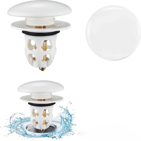 2 Pièces Bonde de Lavabo Universel Pop Up avec Filtre Anti-Clogging,Flitre de Vidange Anti-Bloqué,Adapté aux Trous de Drainage de 34 à 40 mm