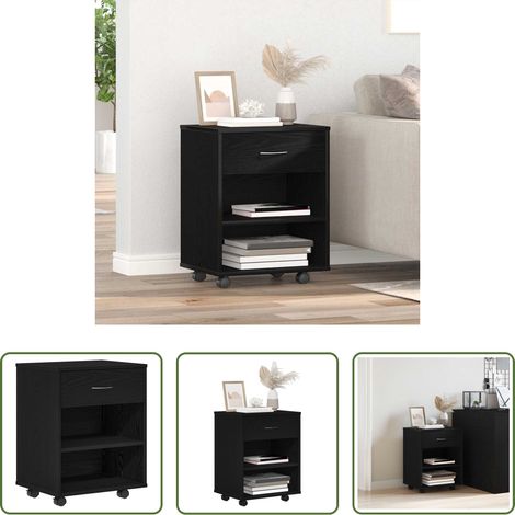 vidaXL Armoire chêne noir - Armoire de rangement avec roue Chêne noir 46 x 36 x 59 cm (1/5)