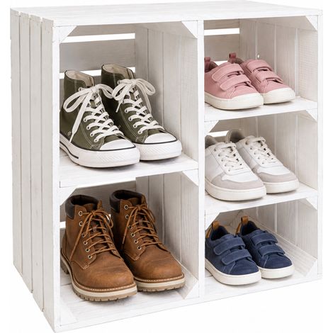 Obstkistenregal Bertha weiß Holzkiste Schuhregal grosse Ragalkiste Holzregal (1/5)