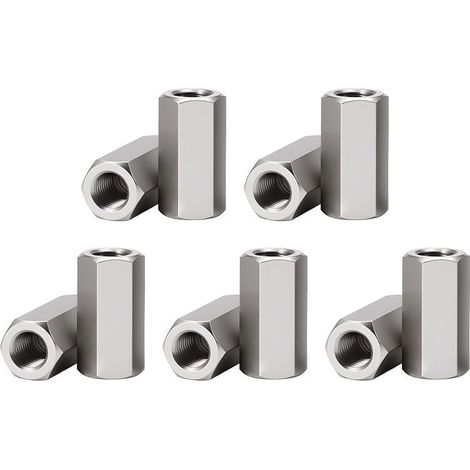 Écrous d'Accouplement Hexagonaux - 10 Pièces - Acier Inoxydable 304 - Raccord Tige Filetée M4 - Usage Industriel et Bricolage - 10mm de Longueur (1/5)