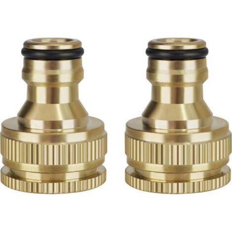Raccord De Tuyau D Arrosage - Laiton Massif - Compatible Robinet 1 2 Pouces Et 3 4 Pouces - 2 Pieces (1/4)