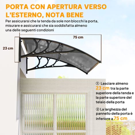 Abri extérieur anti-UV 100x80 cm en polycarbonate pour fenêtre et porte.