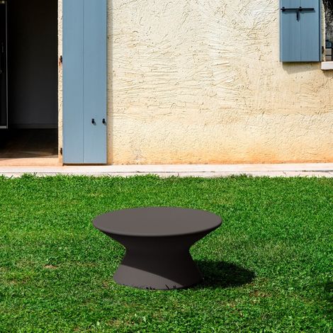 Table basse ronde design moderne terrasse jardin Fade T1-C - Gris foncé (1/5)