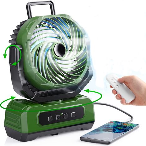 Ventilatore da tavolo portatile ricaricabile tramite USB 20000 mAh, 40 ore di autonomia, ventilatore oscillante silenzioso, 4 velocità, LED, timer e display digitale per ufficio, campeggio e casa