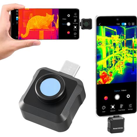 Caméra thermique pour smartphone Android, résolution 512x384 TISR, taux de rafraîchissement 25 Hz, plage -20°C à 550°C, 15 palettes de couleurs. (1/5)