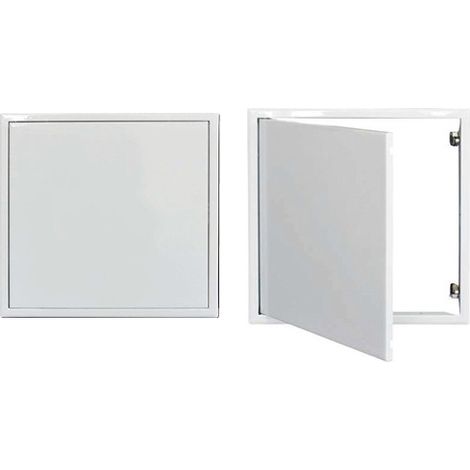 Trappe de visite montage applique acier finition blanc ouverture sur charnières verrouillage par pushpull Taille NATHER 999292