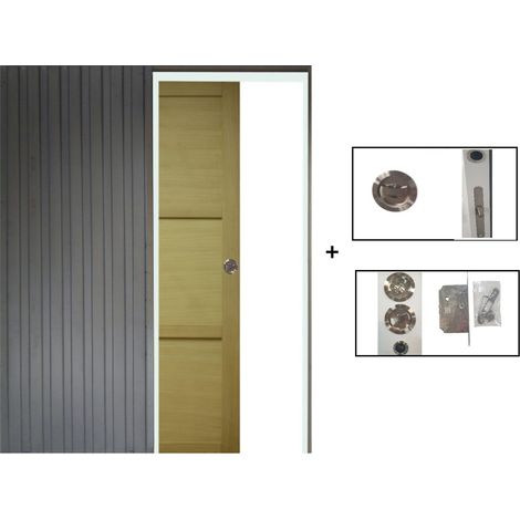 Porte Coulissante bois Ayous 3 Panneaux H204 x L93 + Système à Galandage (sans kit finition) (1/5)