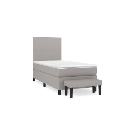 Sommier à lattes de lit avec matelas Gris clair 100x200 Tissu (1/5)