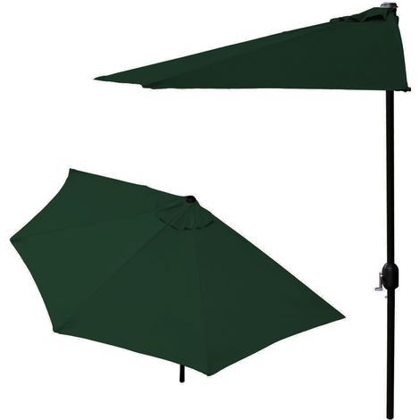Sombrilla de balcón - media sombrilla - con manivela - 240 cm - verde (1/5)