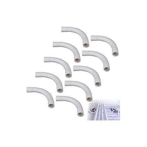 10pcs Coude PVC 16mm 90 Degres Connecteur Raccord de Tuyau avec Ruban Adhesif Blanc et Noir 2cm 64m Tube IRL Goulotte Electrique Exterieur pour Installation Murale Plafond Cable Canal (1/5)