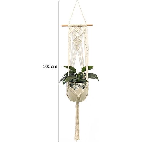 (c-9) Panier suspendu en macramé fait main pour plantes, pot de fleurs, décoration de balcon, corde de levage nouée, style bohème, décoration pour la maison et le jardin (1/4)