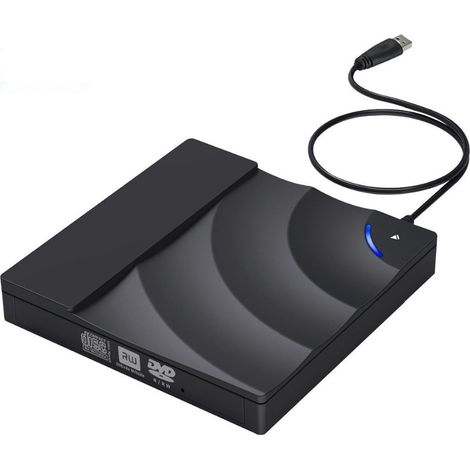 Graveur CD/DVD externe portable Welikera avec ports USB 3.0 et Type-C, compatible Plug and Play avec ordinateurs portables, ordinateurs de bureau, Mac, iOS et Windows 11/10/8/7/XP (1/3)