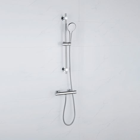 Adema Sparkle 2.0 Ensemble de douche - robinet thermostatique - barre de douche 70 cm - douchette ronde - flexible de douche métallique - chrome