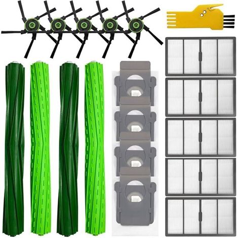 Kit de accesorios para aspiradora robot Roomba s9+ (9550) s9 9550. Piezas de repuesto: 18 unidades, 2 juegos de cepillos giratorios, 5 filtros, 5 cepillos laterales, 4 bolsas para polvo. (1/5)