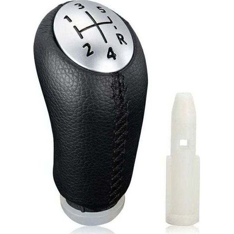 Pommeau de levier de vitesse pour Renault Clio III, Mégane II, Laguna, cuir noir, avec adaptateur (1/5)